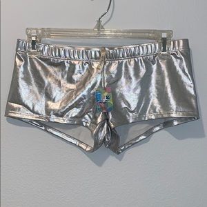 Metallic Silver Booty Shorts iHeartRaves Shimmer